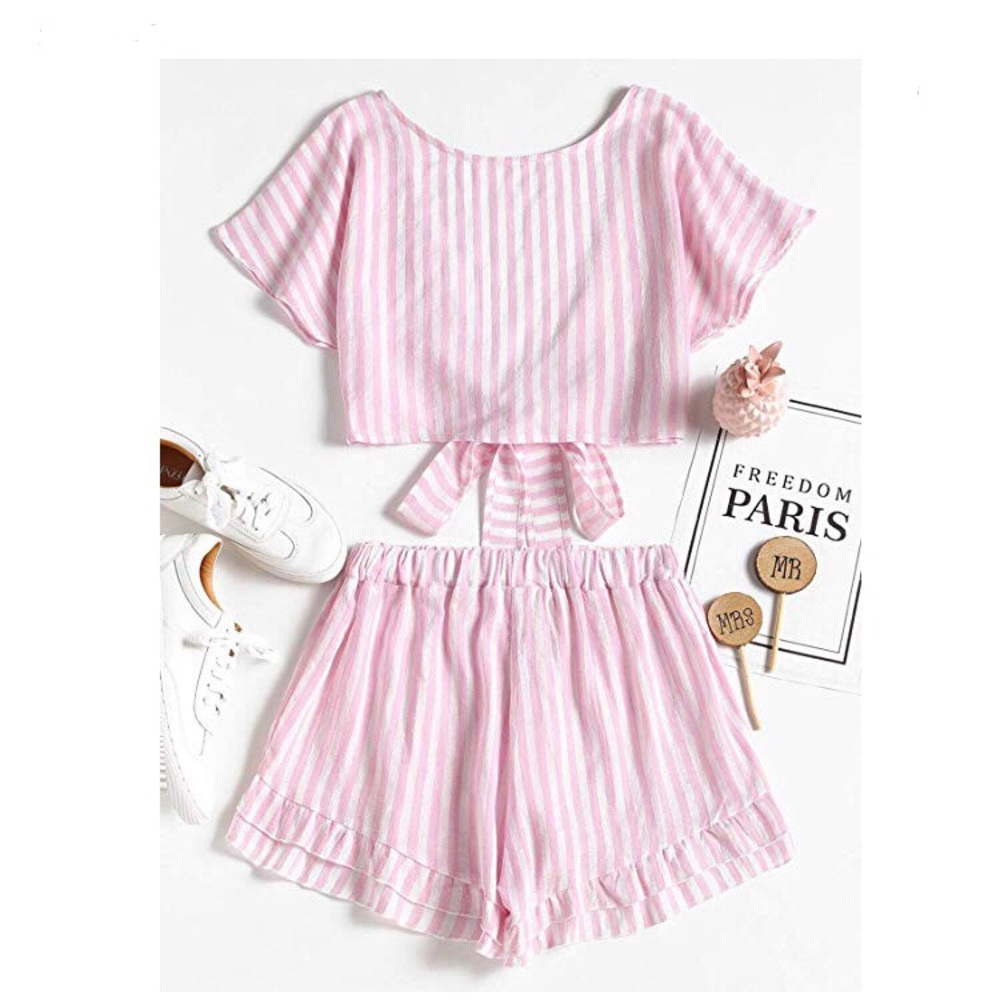 women two piece shorts and top set. - Picture 2 of 4